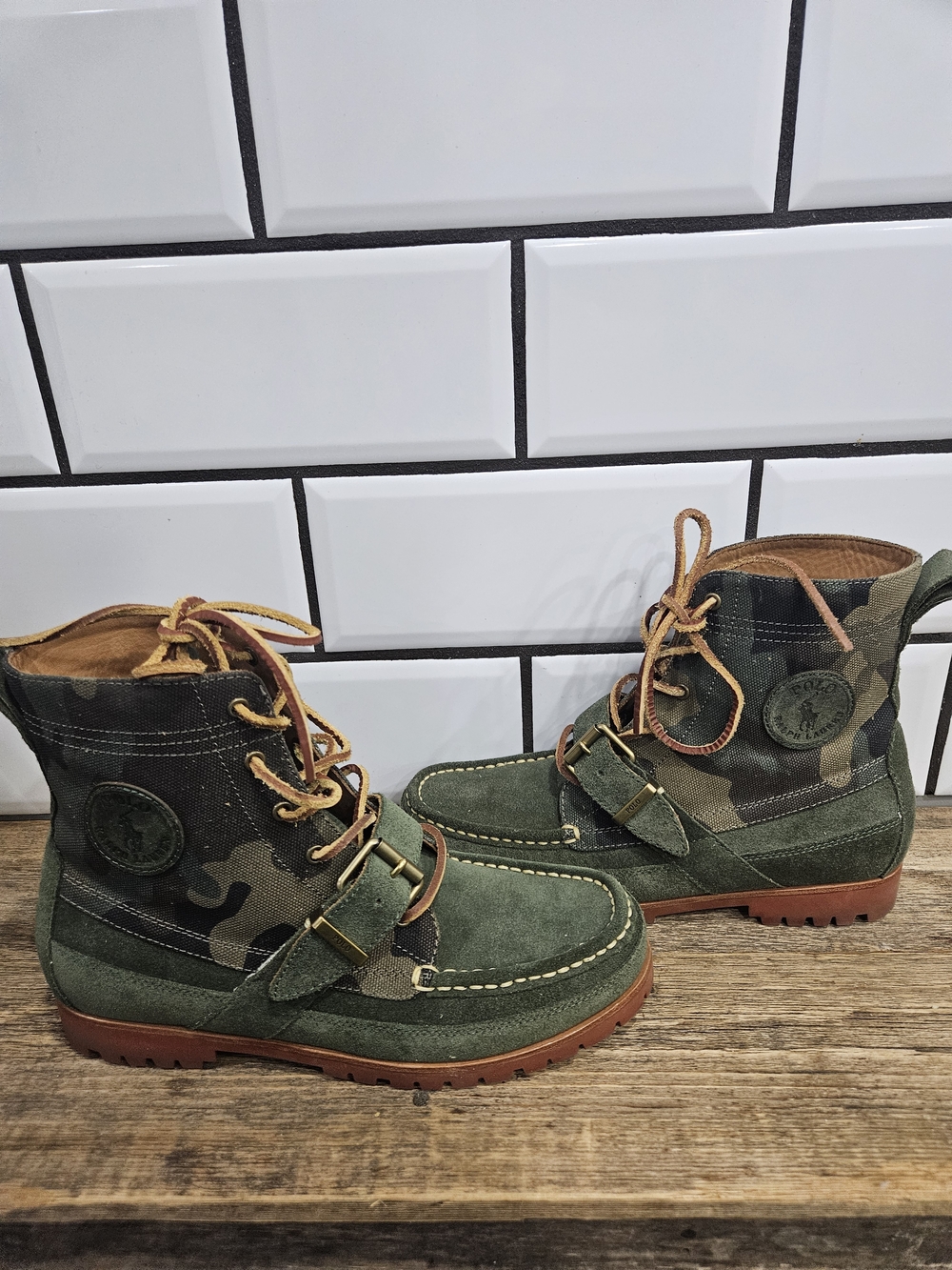 Ralph Lauren Camouflage Canvas Patch Detail in Green and Brown